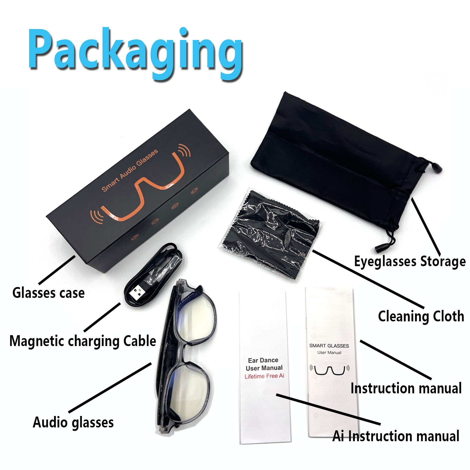 Audio Music App - Lunettes audio intelligentes, traduction en temps