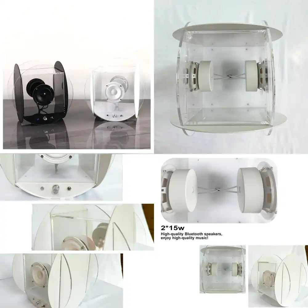 Audio Music Bluetooth - Haut-parleur Bluetooth transparent bleu, 15 pouces,