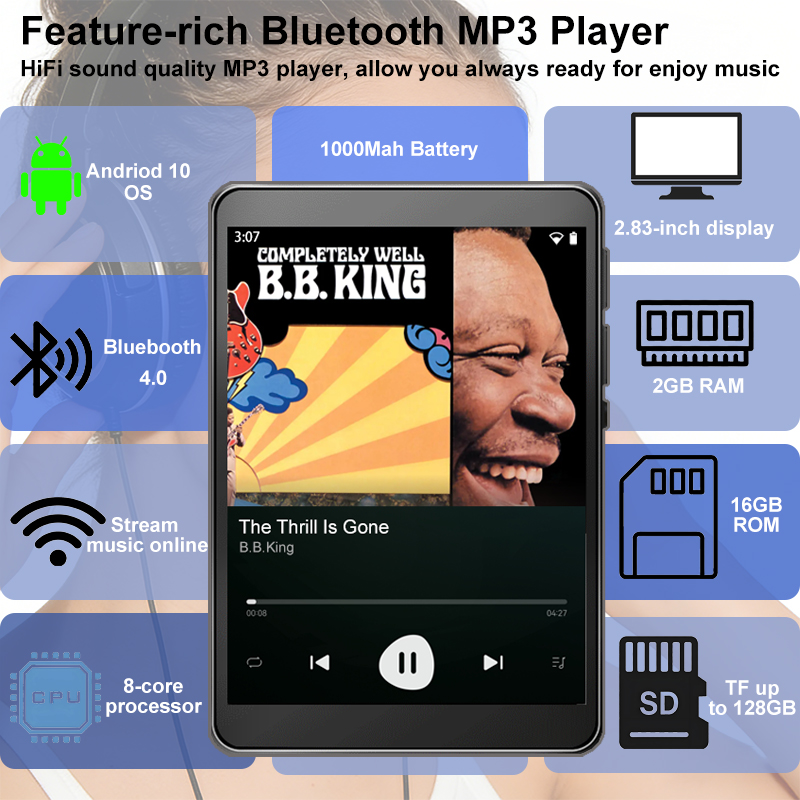 Lecteur MP3 WiFi Android 10, S - Audio Music Download Mp3 avis et prix